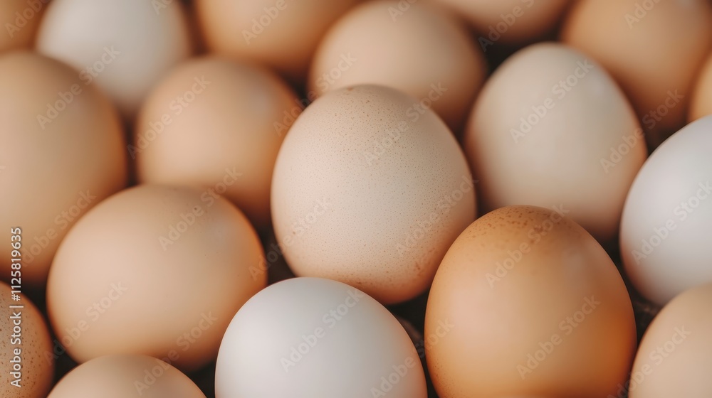 Fresh Brown and White Chicken Eggs Close Up Texture Fresh Brown and White Chicken Eggs Close Up Texture