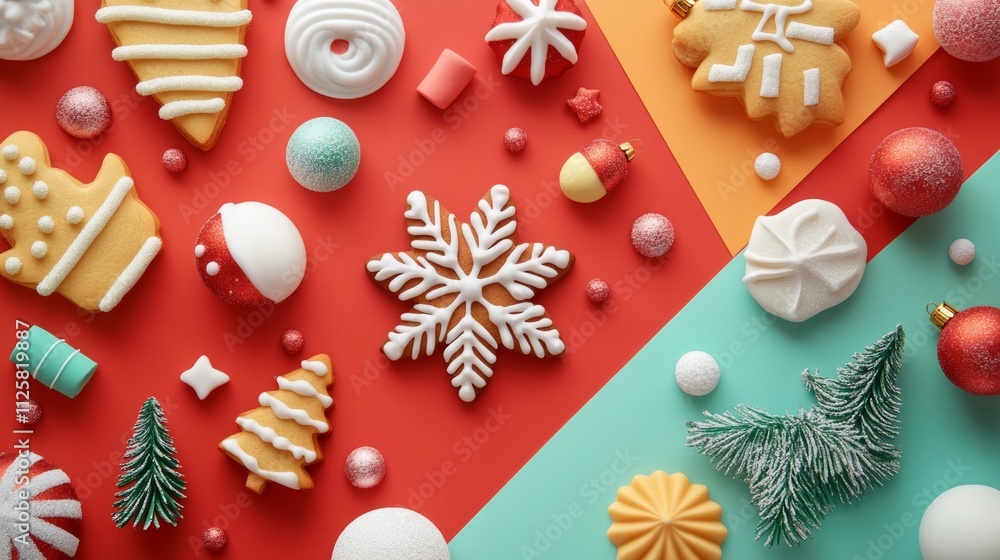 Christmas colored handmade gingerbread cookies concept , flat lay. Christmas colored handmade gingerbread cookies concept , flat lay.