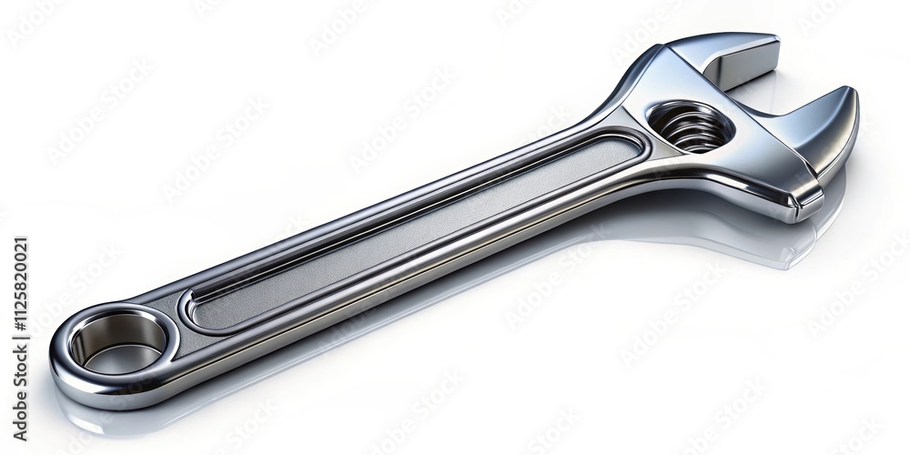 of a metallic wrench tool with realistic details, mechanic, repair, industrial, equipment, technology, construction of a metallic wrench tool with realistic details, mechanic, repair, industrial, equipment, technology, construction