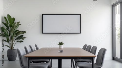 Modern Conference Room with Minimalist Design and Green Plant