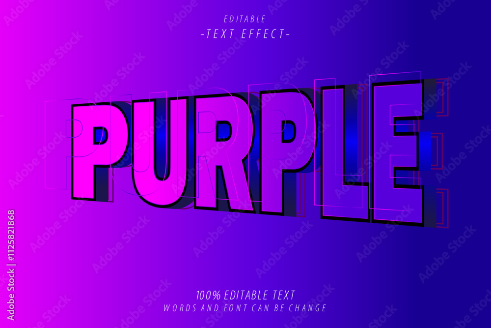 Obraz premium Purple editable text effect 3d emboss neon style