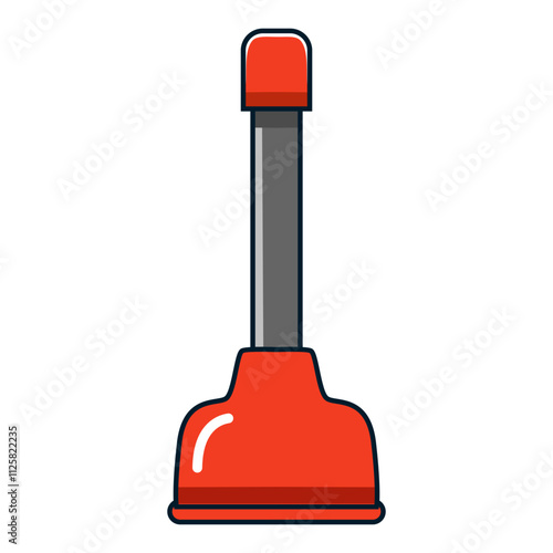 Red toilet plunger on white background