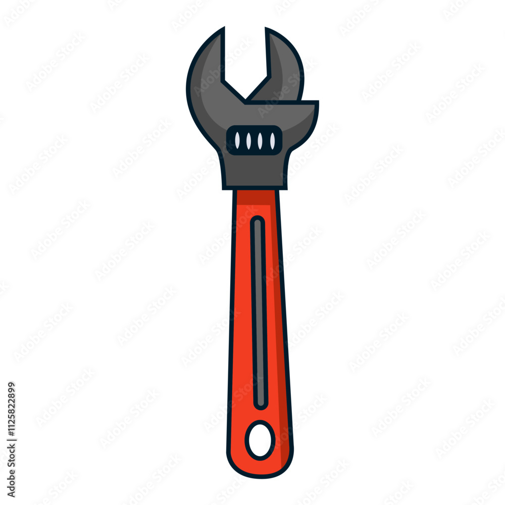 Red adjustable wrench on white background Red adjustable wrench on white background