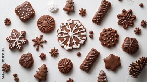 Christmas colored handmade gingerbread cookies concept , flat lay.