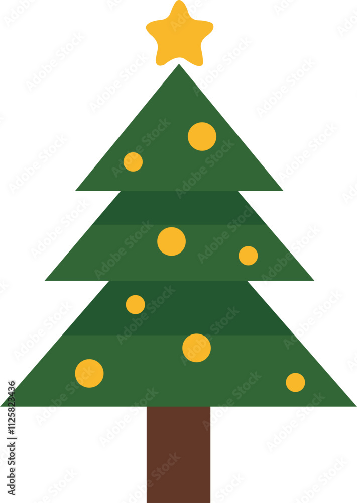Obraz premium Christmas Tree Flat Vector Illustration