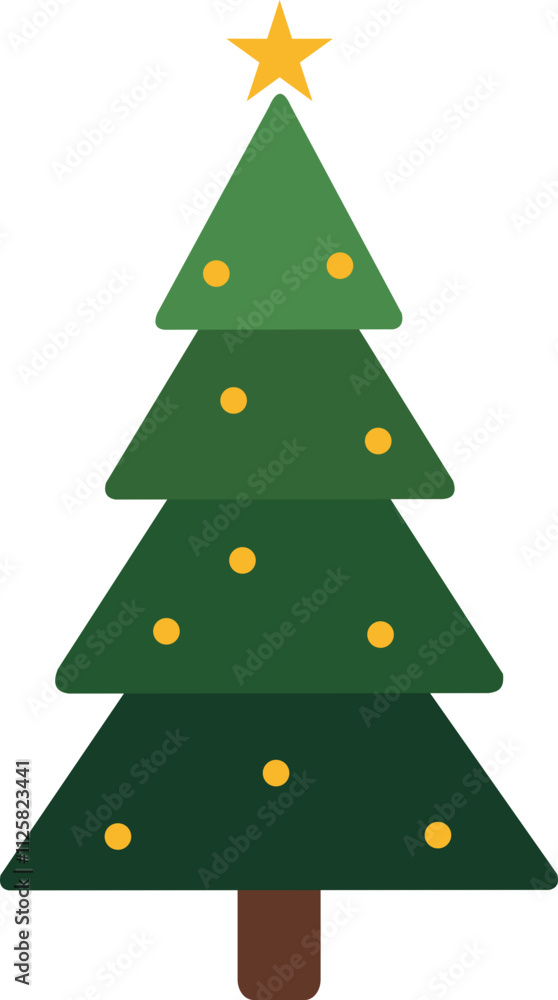 Obraz premium Christmas Tree Flat Vector Illustration