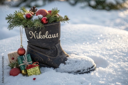Nikolaus - Gefüllter Stiefel im Schnee