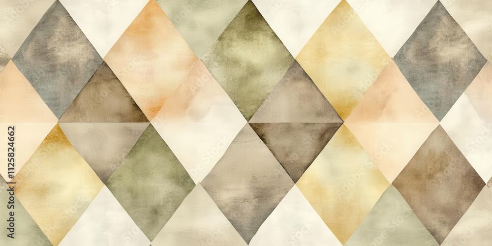 Fototapeta premium A watercolor pattern featuring diamond shapes in earthy tones.