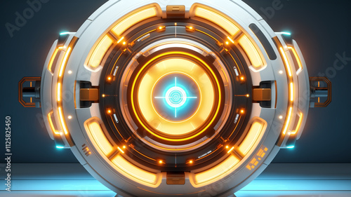 Futuristic energy core with glowing elements and pulsating light, showcasing advanced technology and design. This captivating visual evokes sense of innovation and power