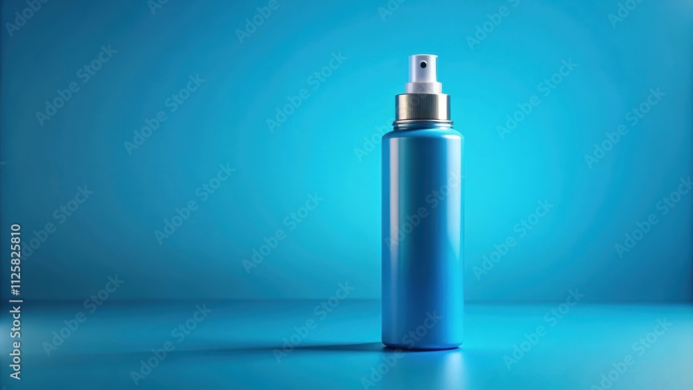 Close up mock up of an empty color spray on isolated blue background, spray can, aerosol, beauty product, industrial Close up mock up of an empty color spray on isolated blue background, spray can, aerosol, beauty product, industrial