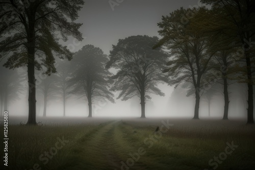 Misty Morning in Rural Countryside