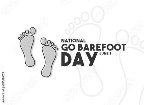 National Go Barefoot Day design vector on white background. June 1. Footprints line icon. Poster, banner, card, background.