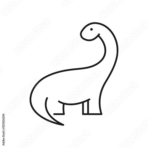Cute brachiosaurus line icon. Dinosaur icon.