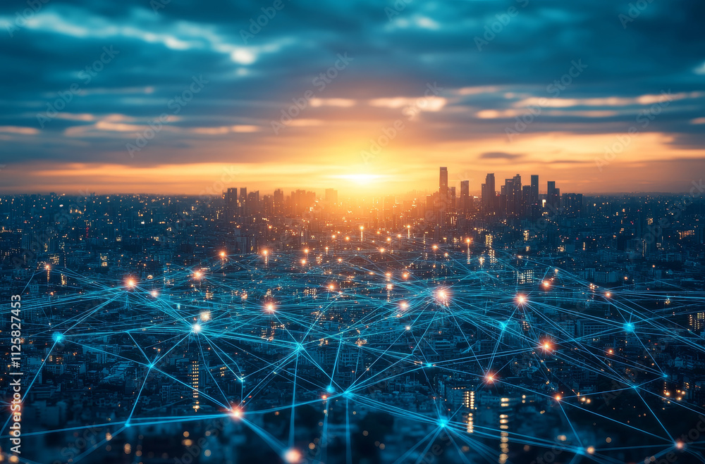 Naklejka premium starry night city