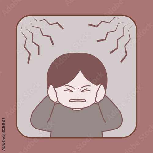 Interfloor noise, noise, people blocking their ears, noise pollution illustration
