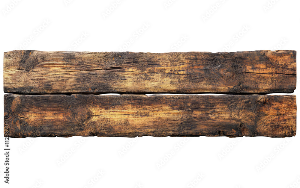 Rustic Wooden Beam on Transparent Background Rustic Wooden Beam on Transparent Background
