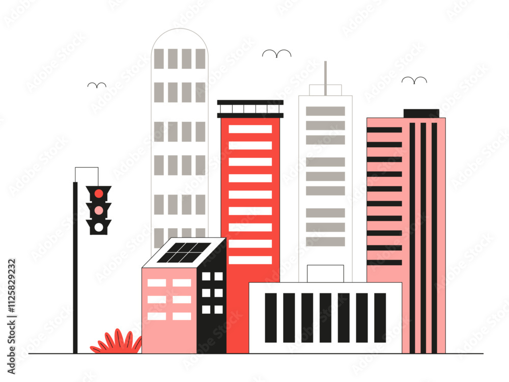 Fototapeta premium City landscape. City illustration. Flat vector illustrations