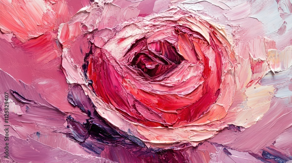 Obraz premium Impasto Rose: A Textured Floral Masterpiece