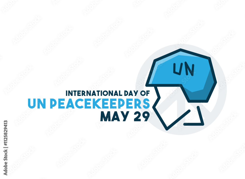 International Day of United Nations Peacekeepers. May 29. Blue helmet. Line. Outline. Peace icon. International Day of United Nations Peacekeepers. May 29. Blue helmet. Line. Outline. Peace icon.