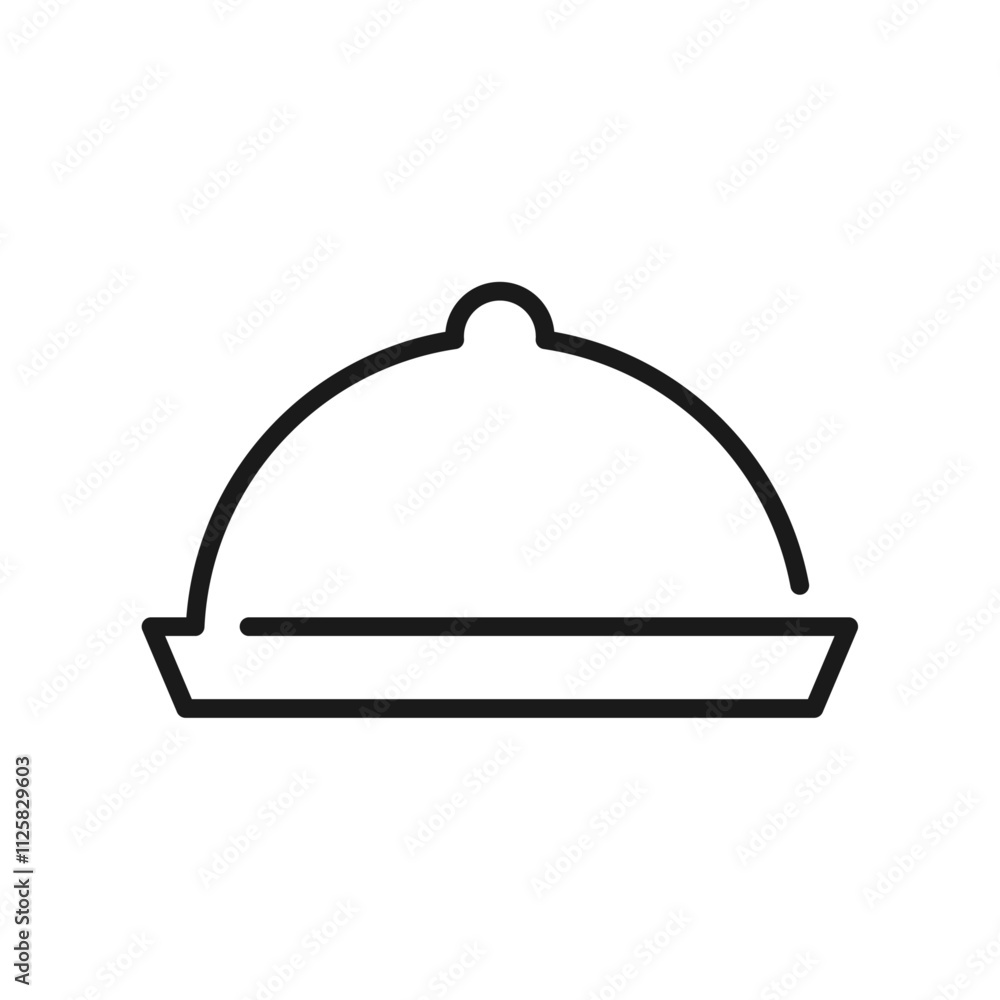 Food cover line icon on white background. Food cover line icon on white background.