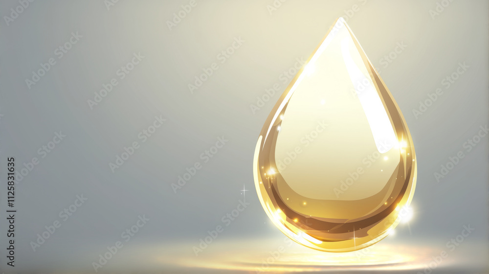 Fototapeta premium Golden Water Droplets Essence Skincare Advertisement Cosmetic Oil