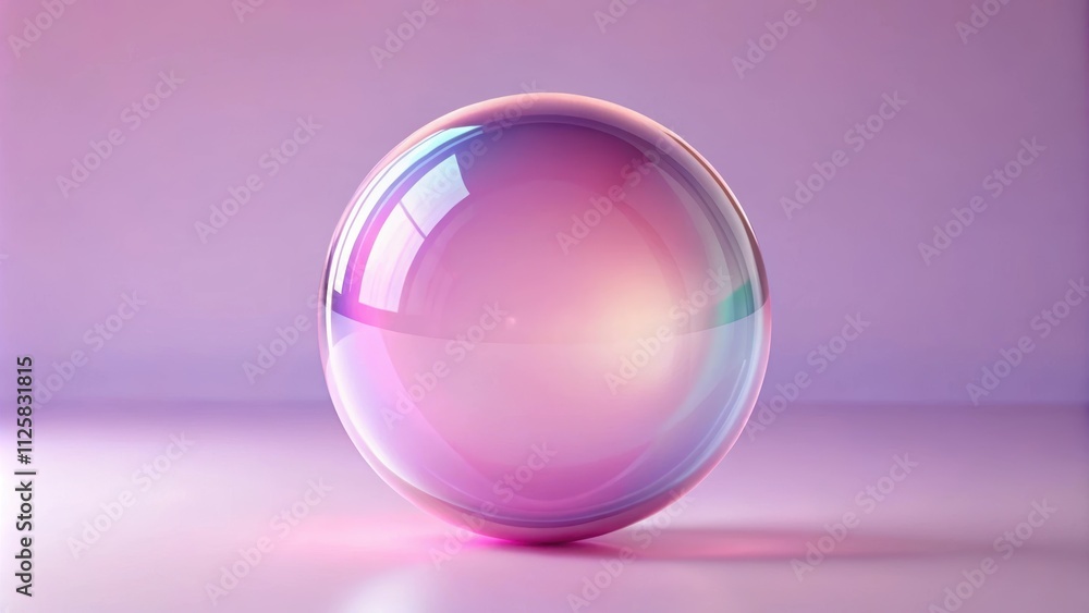Obraz premium Glossy pink and purple pastel glass ball with a render , glass, ball, pink, purple, pastel, glossy,render, decoration, orb