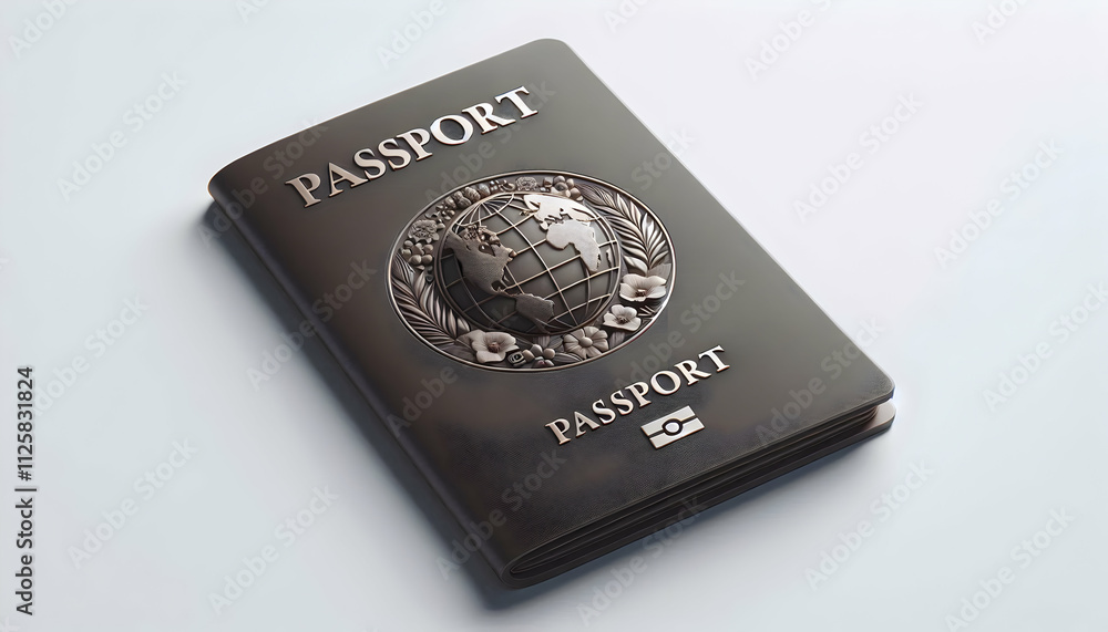 Travel A 3D perspective of a passport with embossed details, isolated on a clean white background4 Travel A 3D perspective of a passport with embossed details, isolated on a clean white background4