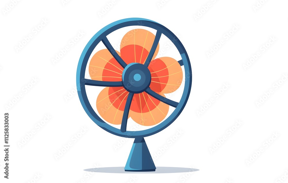 An electric fan isolated on a white background with a metal blade used for cooling and creating a breeze, ideal for summer heat and temperature regulation An electric fan isolated on a white background with a metal blade used for cooling and creating a breeze, ideal for summer heat and temperature regulation