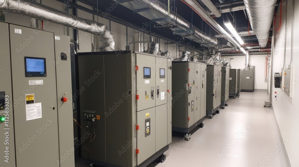 Industrial Control Room with Electrical Cabinets and Equipment Industrial Control Room with Electrical Cabinets and Equipment