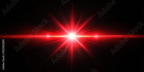 Horizontal red lens flare on black background, red, lens flare, light effect, horizontal, glowing, abstract, vibrant