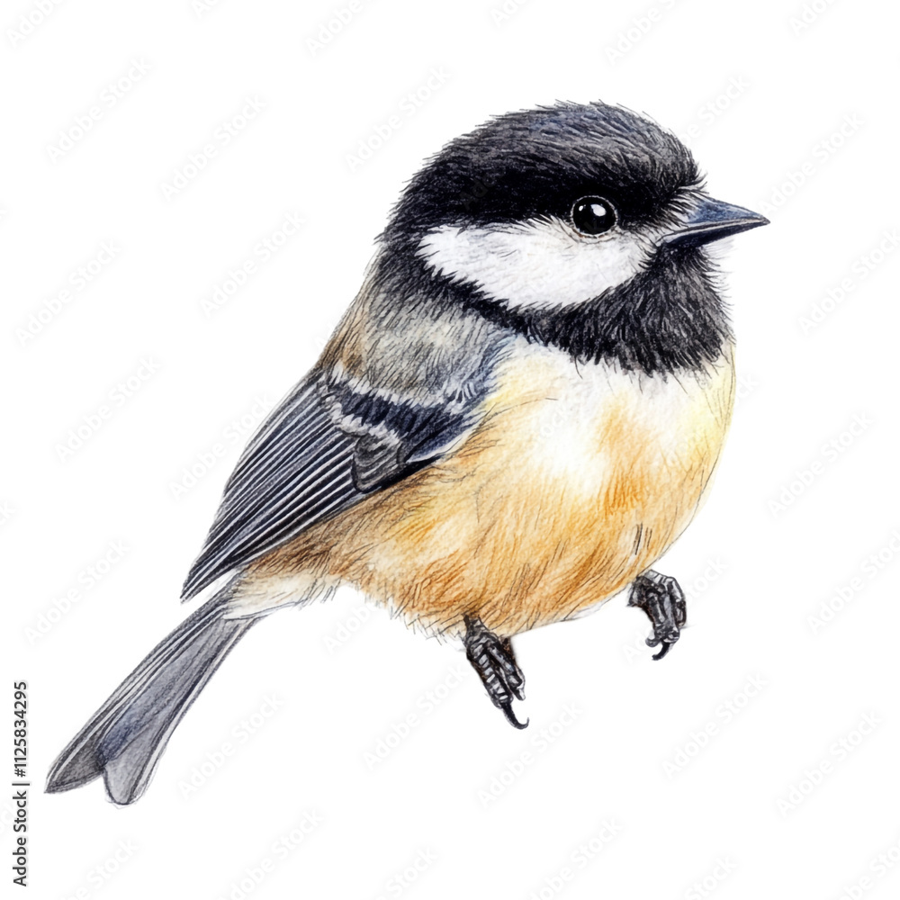 Naklejka premium A Detailed Colored Pencil Drawing of a Small Bird