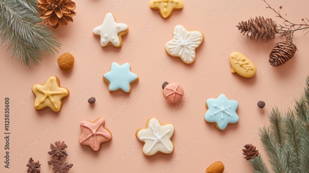 Christmas colored handmade gingerbread cookies concept , flat lay. Christmas colored handmade gingerbread cookies concept , flat lay.