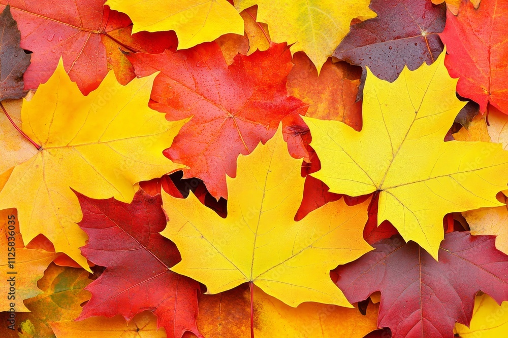 Vibrant Fall Leaves Displaying a Rich Palette of Red, Yellow, and Orange Hues on a Rustic Background, Capturing the Essence of Autumn Season's Beauty and Transition Vibrant Fall Leaves Displaying a Rich Palette of Red, Yellow, and Orange Hues on a Rustic Background, Capturing the Essence of Autumn Season's Beauty and Transition
