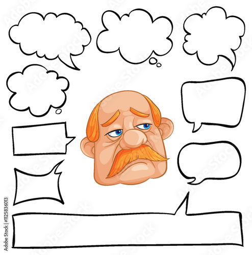 Thoughtful Man with Speech Bubbles