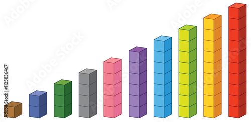 Colorful Stacked Blocks in Ascending Order