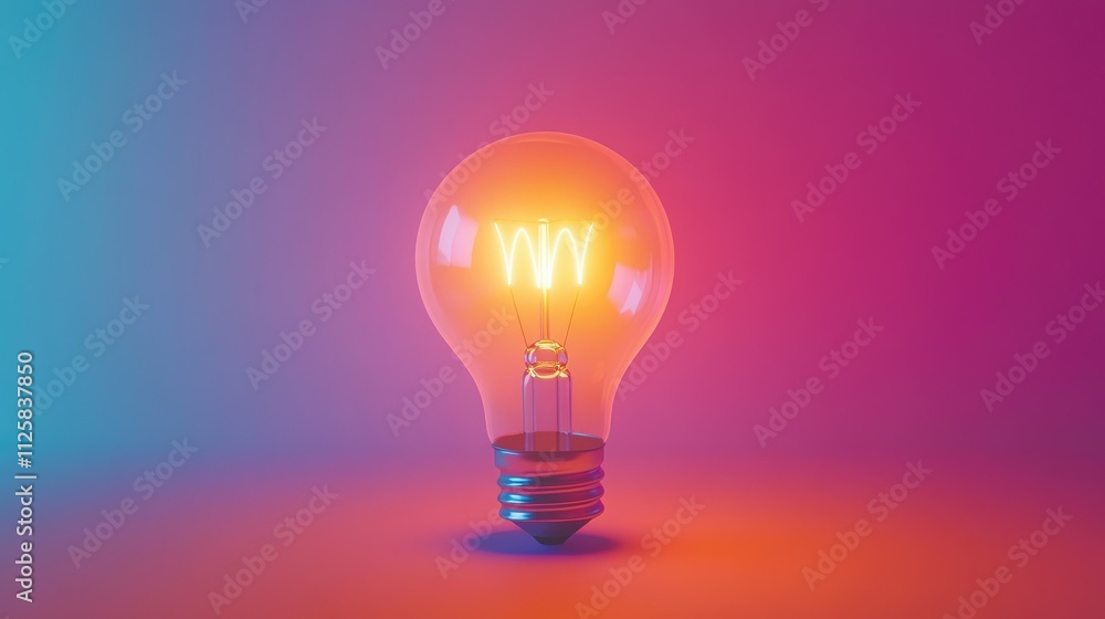 A glowing light bulb against a gradient background of rich colors, signifying the beginning of a new idea or invention. A glowing light bulb against a gradient background of rich colors, signifying the beginning of a new idea or invention.