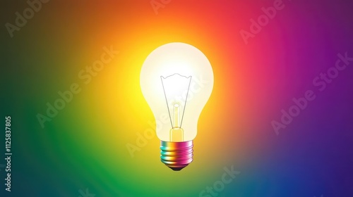 A glowing light bulb against a gradient background of rich colors, signifying the beginning of a new idea or invention.
