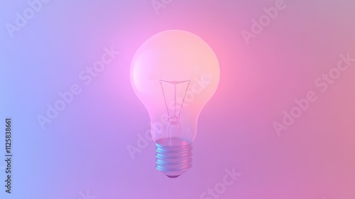 A glowing light bulb shines brightly against a soft gradient background, symbolizing creativity and new concepts.