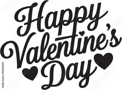 Valentines Day lettering card with hand drawn hearts. Vector