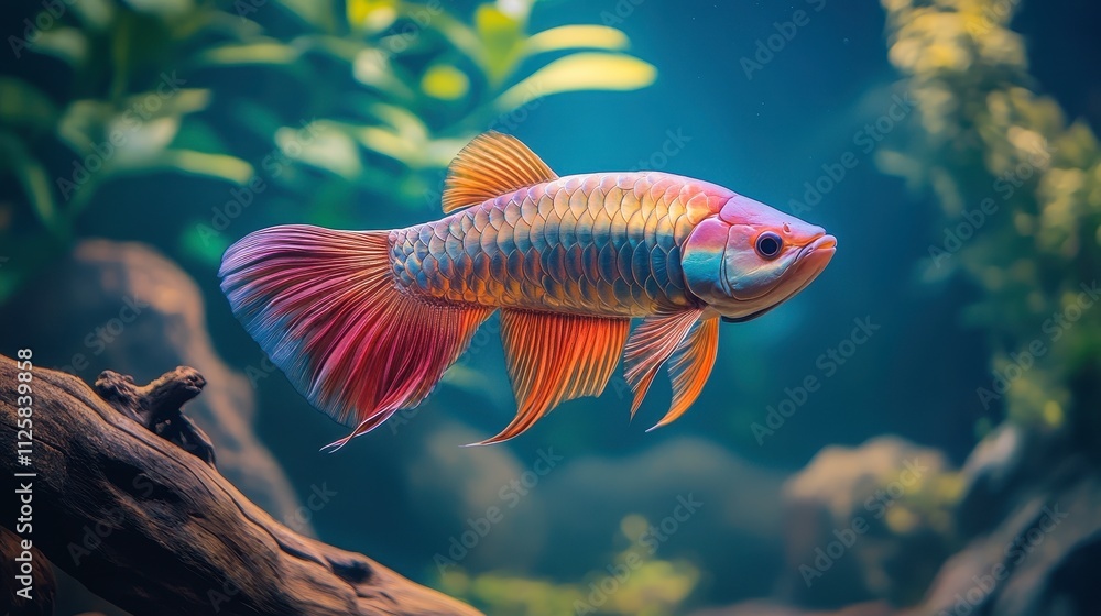 Obraz premium Colorful Fish Swimming in a Vibrant Aquarium Scene