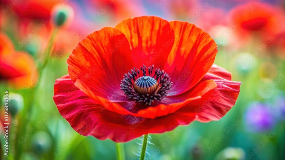 Vibrant poppy red flower in full bloom, poppy, red, flower, vibrant, bloom, nature, plant, garden, blossom, petal, close-up Vibrant poppy red flower in full bloom, poppy, red, flower, vibrant, bloom, nature, plant, garden, blossom, petal, close-up