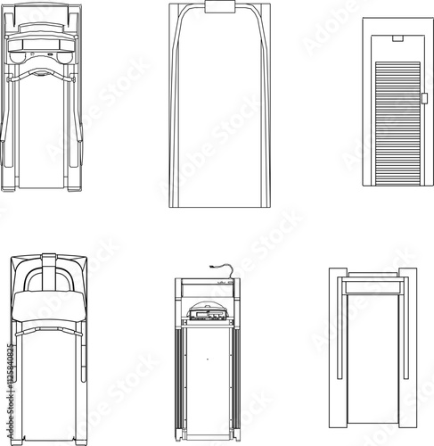 Vector sketch illustration silhouette design image of fitness equipment treadmill for exercise in gym center