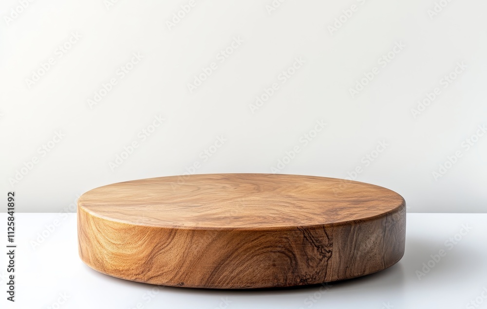 Round wooden display stand on white background. Round wooden display stand on white background.
