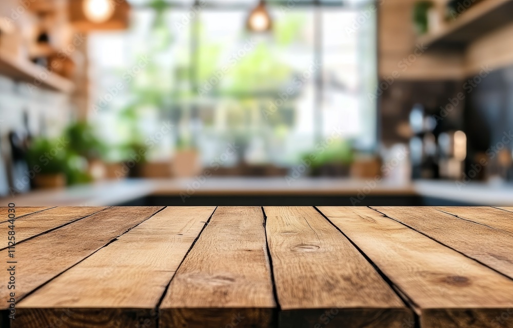 Empty wooden table in blurred cafe background. (2) Empty wooden table in blurred cafe background. (2)