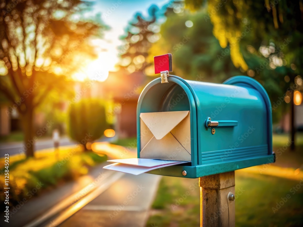 Clean design depicts simple mail delivery: postbox, letter, envelope, and modern postal service. Clean design depicts simple mail delivery: postbox, letter, envelope, and modern postal service.