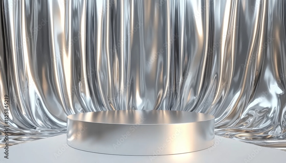 Silver black metalic ceremony award stage venue background. 3d stage background. Elegant venue concept.