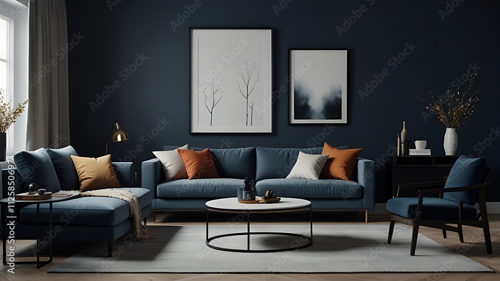 Modern Living Room At Night Modern Living Room At Night