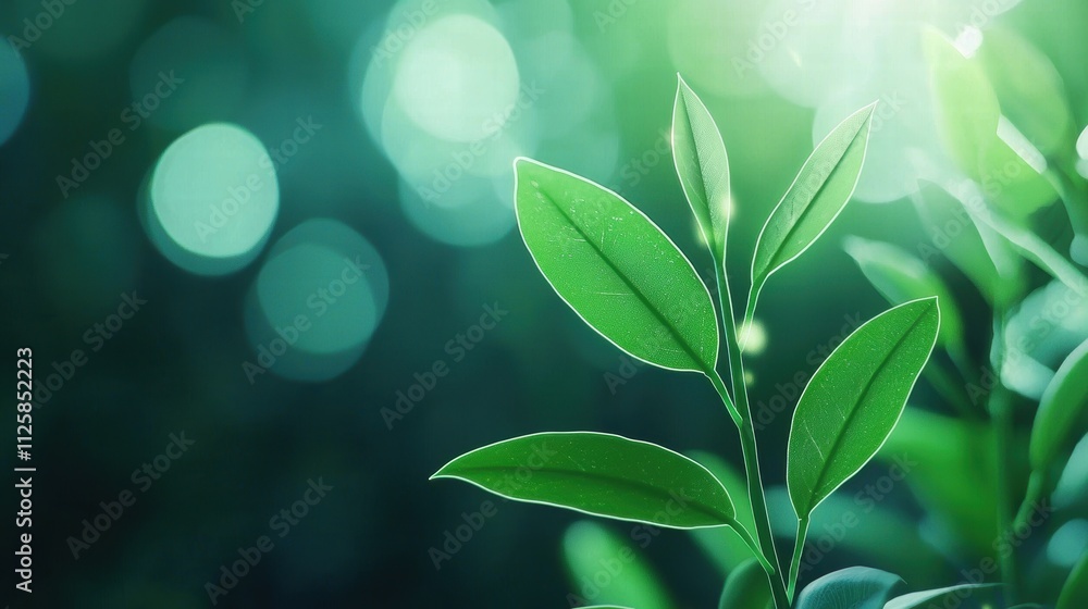 Close-up of vibrant green leaves with soft bokeh background Close-up of vibrant green leaves with soft bokeh background