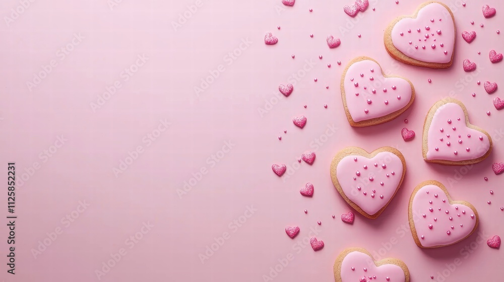 Heart-shaped cookies decorated for a celebration Heart-shaped cookies decorated for a celebration