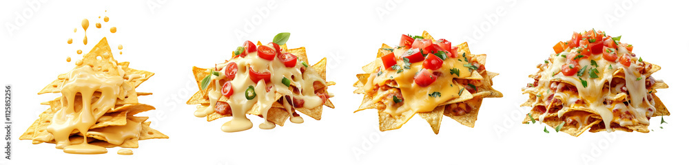 Cheesy Nachos Variety on Transparent Background Cheesy Nachos Variety on Transparent Background